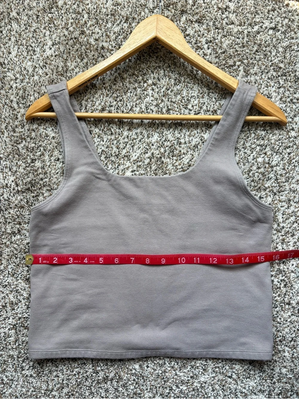 Pact Scoop Neck Crop Tank Top - Gray/ Beige